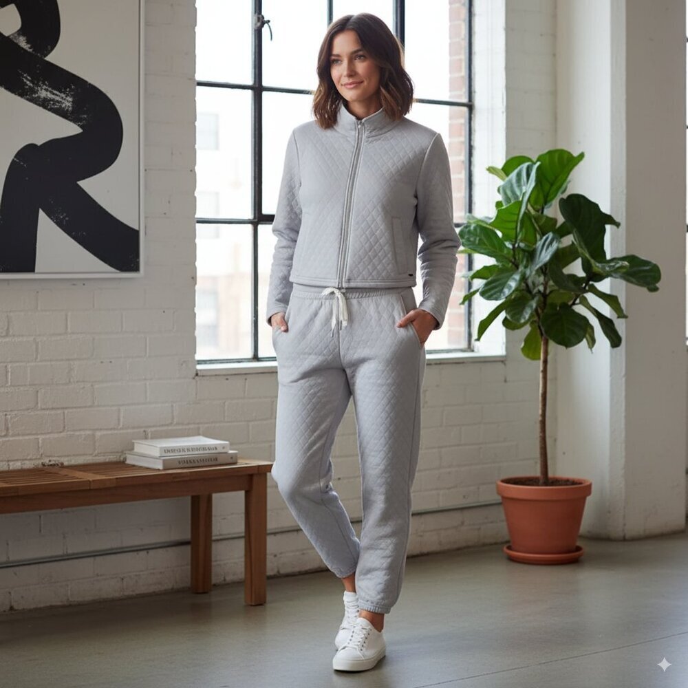 n:Philanthropy Alda Jacket & Alefc Pant Light Grey Loungewear Casual Set NWT